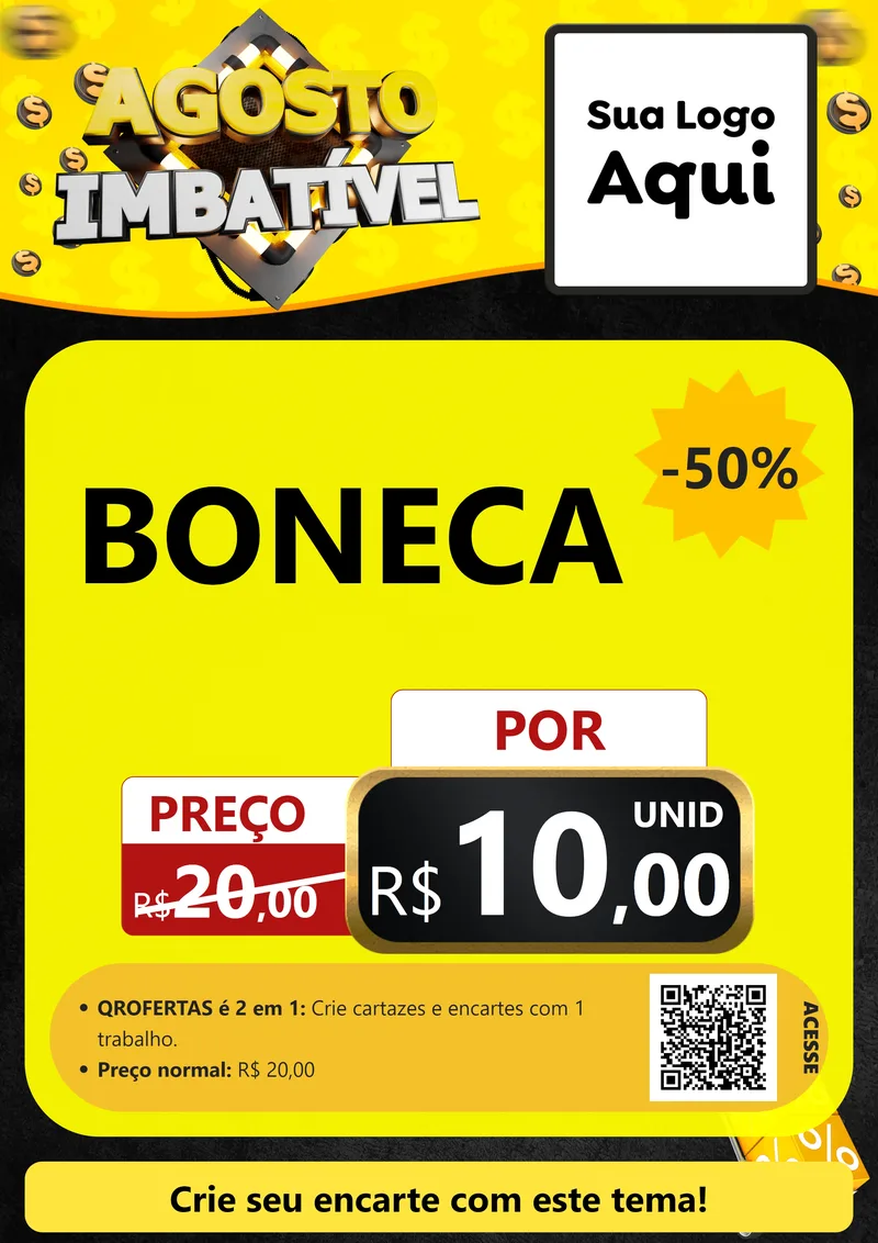 Modelo de Cartaz para Cartaz A4 Vertical com o tema Agosto Imbatível para Brinquedos