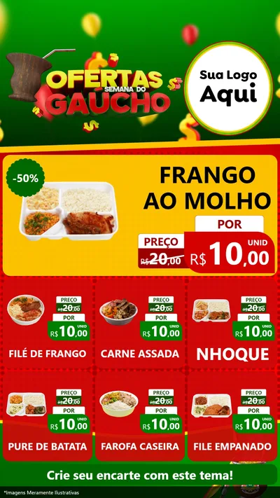 Modelo de Rede Social para Stories com o tema Ofertas Semana Do Gaúcho para Restaurante