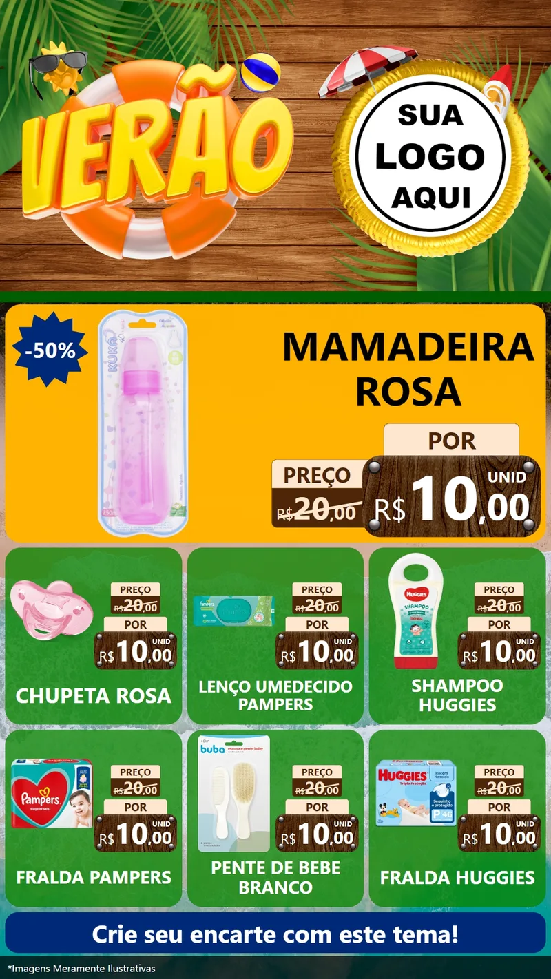 Modelo de Rede Social para Stories com o tema Verão para Bebês