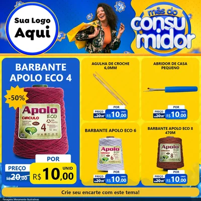 Modelo de Rede Social para Feed Facebook com o tema Mês do Consumidor para Armarinho e Aviamentos