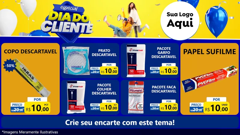 Modelo de TV para TV Horizontal com o tema Especial Dia do Cliente para Embalagens