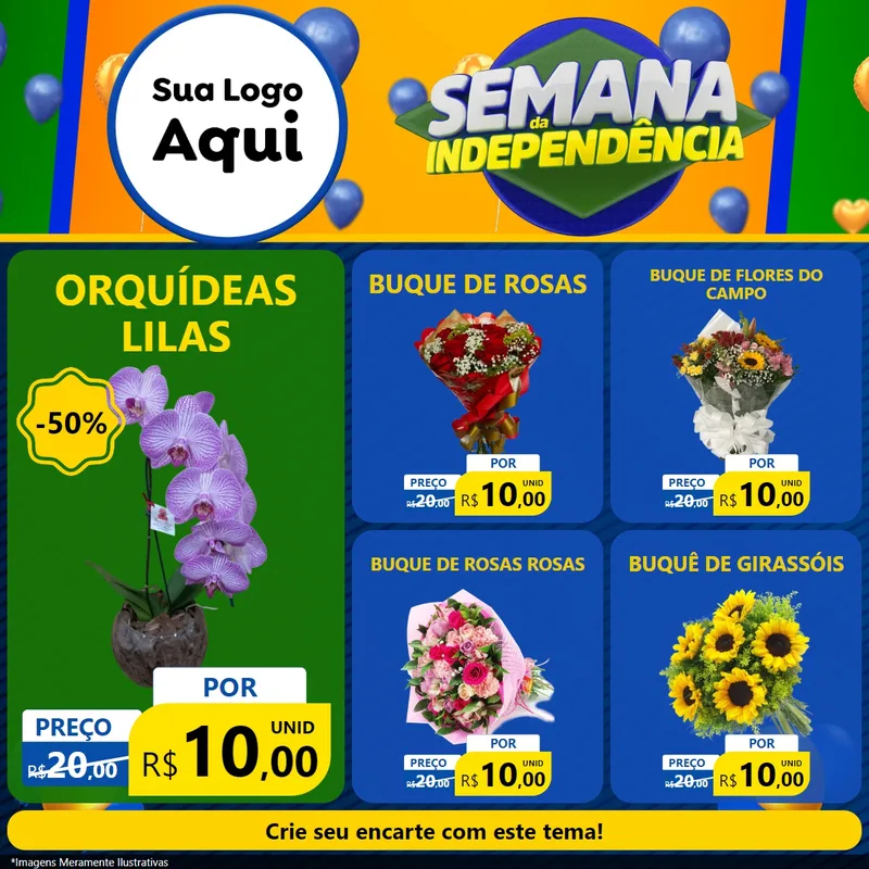 Modelo de Rede Social para Feed Facebook com o tema Semana da Independência para Floricultura e jardim