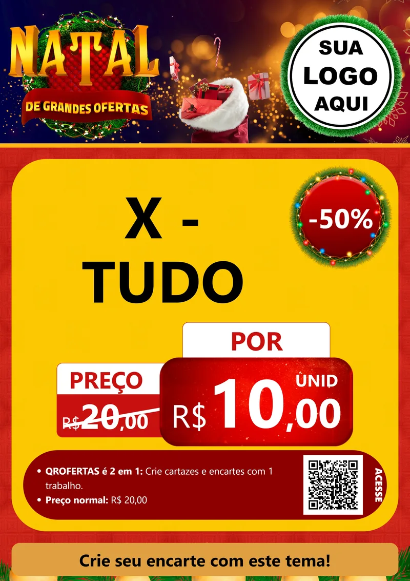 Modelo de Cartaz para Cartaz A4 Vertical com o tema Natal de Grandes Ofertas para Hamburgueria