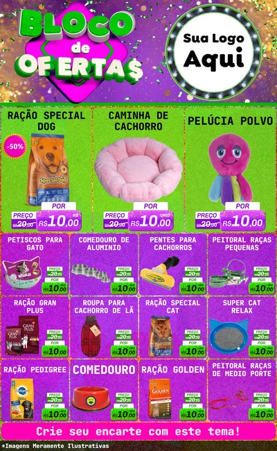 Modelo de Encarte para Encarte Grande com o tema Bloco de Ofertas para Pet Shop