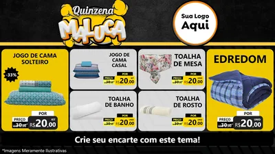 Modelo de TV para TV Horizontal com o tema Quinzena Maluca para Cama, Mesa e Banho