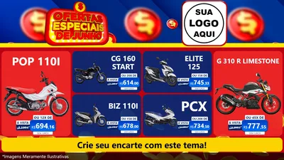 Modelo de TV para TV Horizontal com o tema Ofertas Especiais de Junho para Concessionaria de Motos