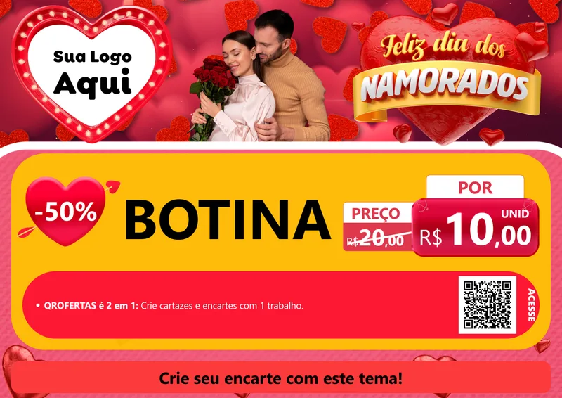 Modelo de Cartaz para Cartaz A4 Horizontal com o tema Feliz Dia Dos Namorados para Agropecuária