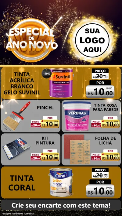 Modelo de TV para TV Vertical com o tema Especial de Ano Novo para Tintas e Ferramentas