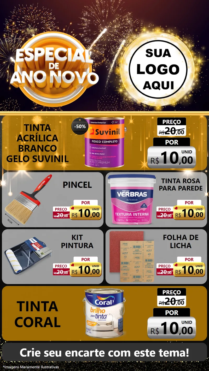 Modelo de TV para TV Vertical com o tema Especial de Ano Novo para Tintas e Ferramentas