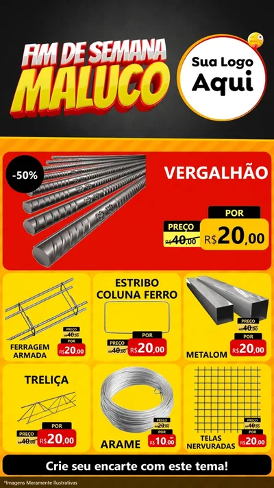 Modelo de Rede Social para Stories com o tema Final de Semana Maluco para Ferragens