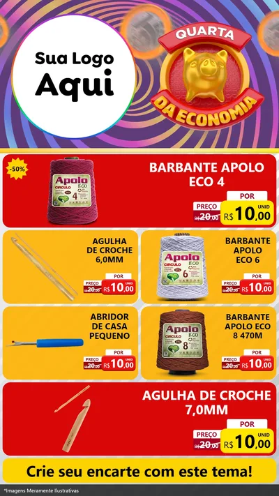 Modelo de TV para TV Vertical com o tema Quarta da Economia para Armarinho e Aviamentos
