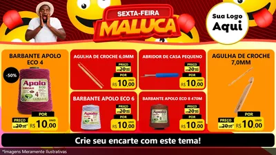 Modelo de TV para TV Horizontal com o tema Sexta-feira Maluca para Armarinho e Aviamentos