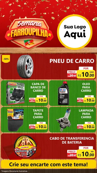 Modelo de TV para TV Vertical com o tema Semana Farroupilha para Auto peças