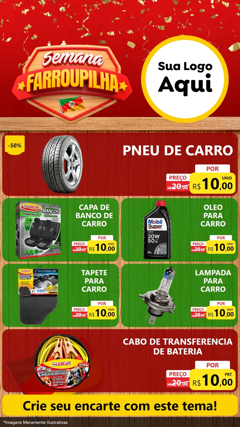 Modelo de TV para TV Vertical com o tema Semana Farroupilha para Auto peças