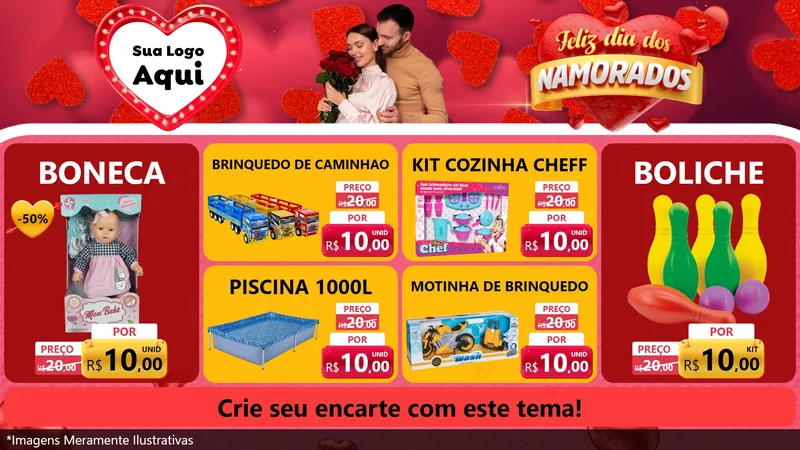 Modelo de TV para TV Horizontal com o tema Feliz Dia Dos Namorados para Brinquedos