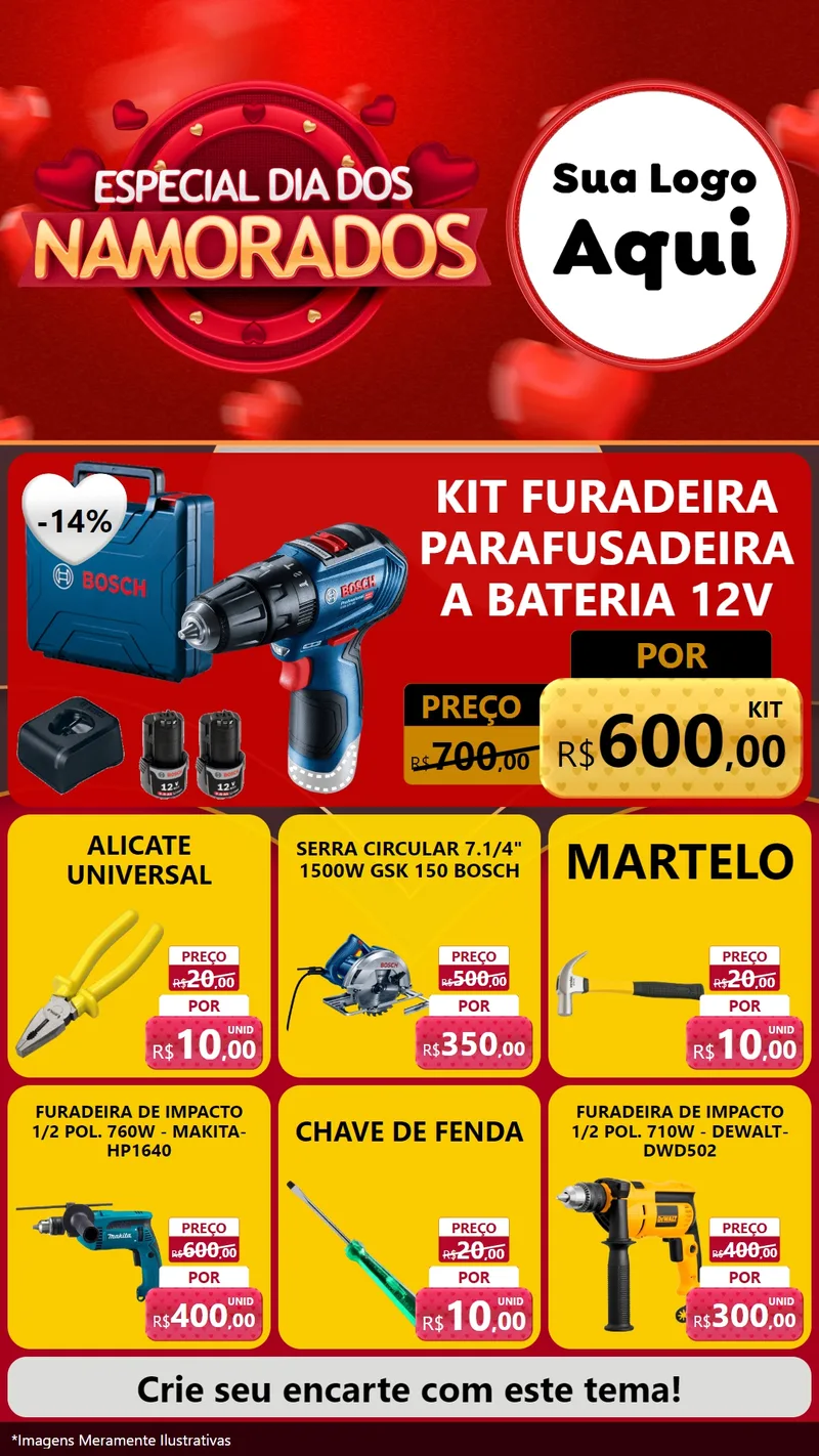 Modelo de Rede Social para Stories com o tema Especial Dia Dos Namorados para Maquinas e Ferramentas
