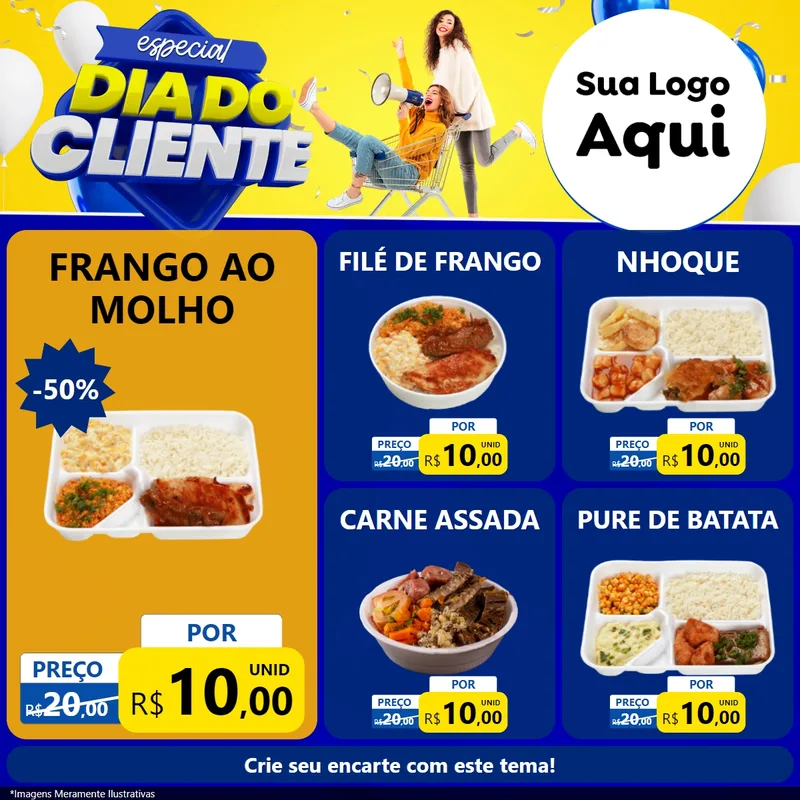 Modelo de Rede Social para Feed Facebook com o tema Especial Dia do Cliente para Restaurante