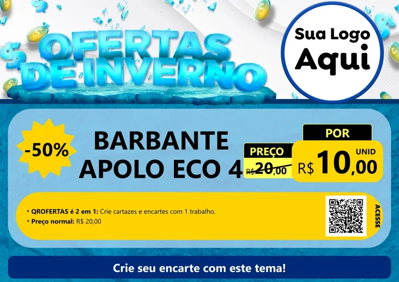 Modelo de Cartaz para Cartaz A4 Horizontal com o tema Ofertas de Inverno para Armarinho e Aviamentos