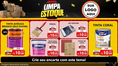 Modelo de TV para TV Horizontal com o tema Operação Limpa Estoque para Tintas e Ferramentas