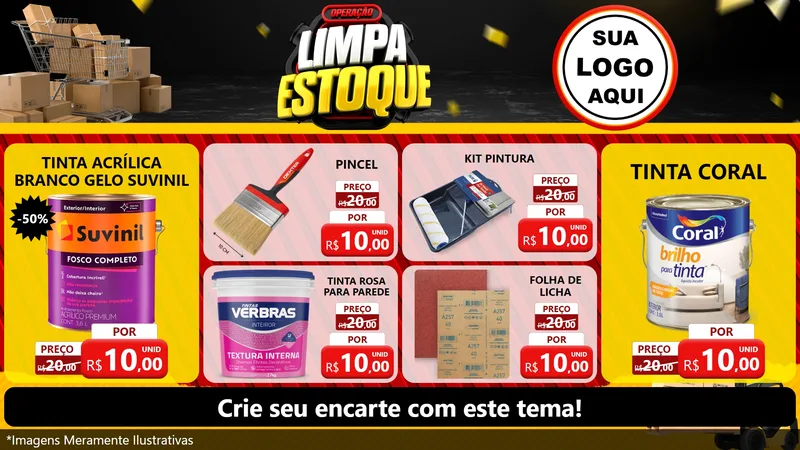 Modelo de TV para TV Horizontal com o tema Operação Limpa Estoque para Tintas e Ferramentas