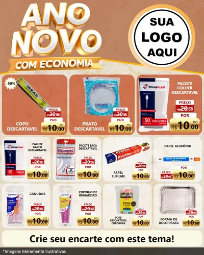 Modelo de Rede Social para Feed Instagram com o tema Ano Novo Com Economia para Embalagens