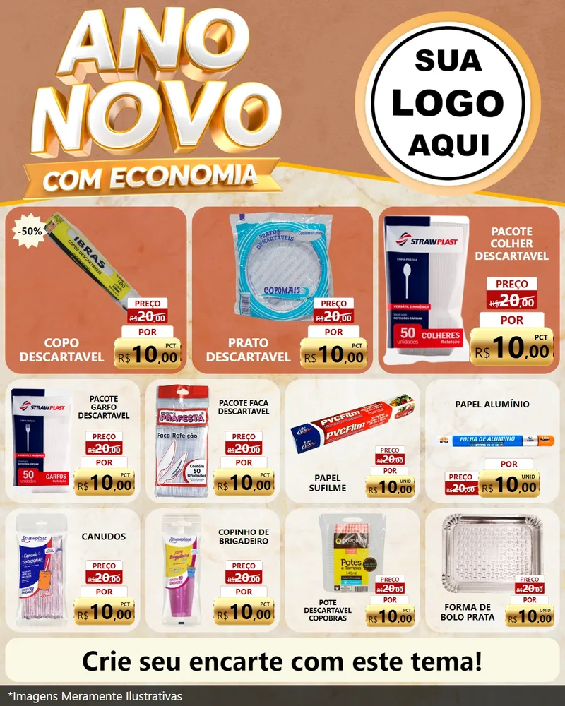Modelo de Rede Social para Feed Instagram com o tema Ano Novo Com Economia para Embalagens