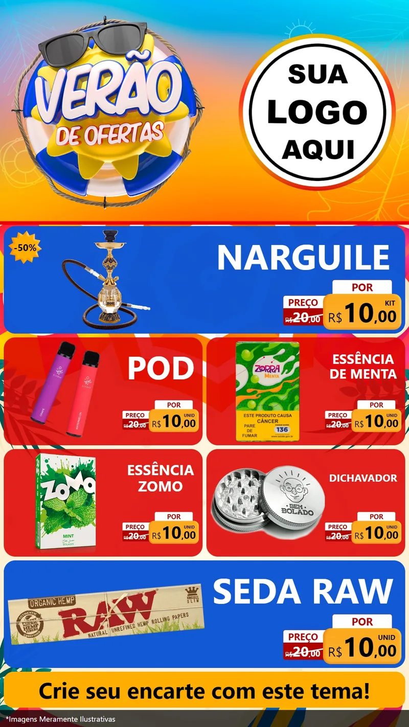 Modelo de TV para TV Vertical com o tema Verão de Ofertas para Tabacaria