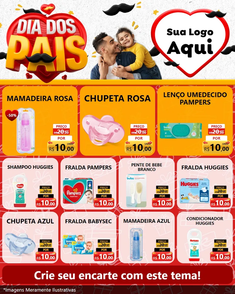 Modelo de Rede Social para Feed Instagram com o tema Dia dos Pais para Bebês