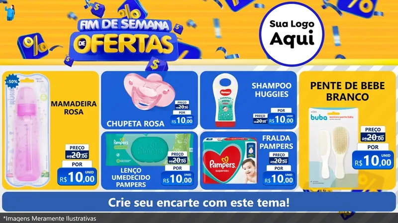 Modelo de TV para TV Horizontal com o tema Fim de Semana de Ofertas para Bebês
