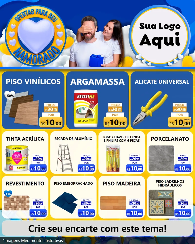 Modelo de Rede Social para Feed Instagram com o tema Ofertas Para Seu Namorado para Material para Construção