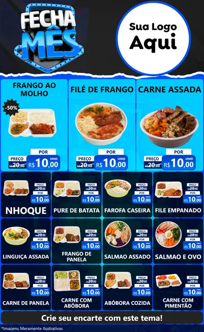 Modelo de Encarte para Encarte Grande com o tema Fecha Mês para Restaurante
