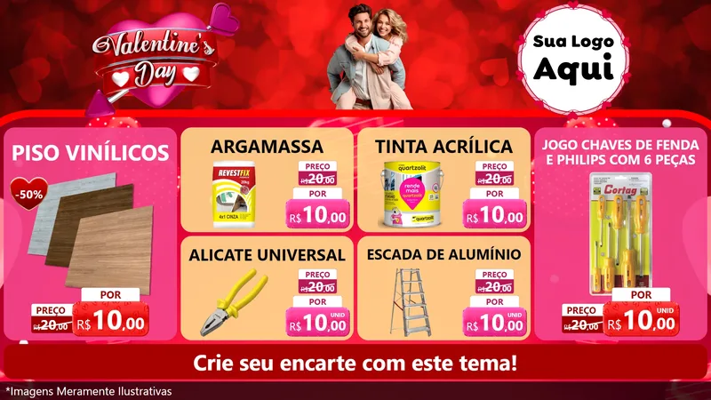 Modelo de TV para TV Horizontal com o tema Valentine's Day para Material para Construção
