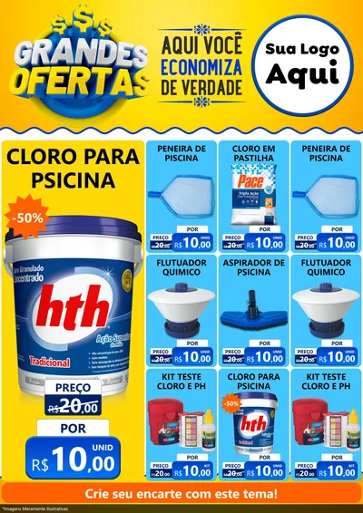 Modelo de Encarte para Encarte A4 Vertical com o tema Grandes Ofertas para Produtos para Piscina