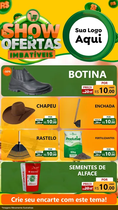 Modelo de TV para TV Vertical com o tema Show de Ofertas Imbatíveis para Agropecuária