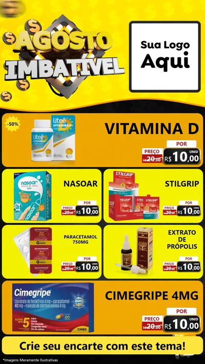 Modelo de TV para TV Vertical com o tema Agosto Imbatível para Farmácia