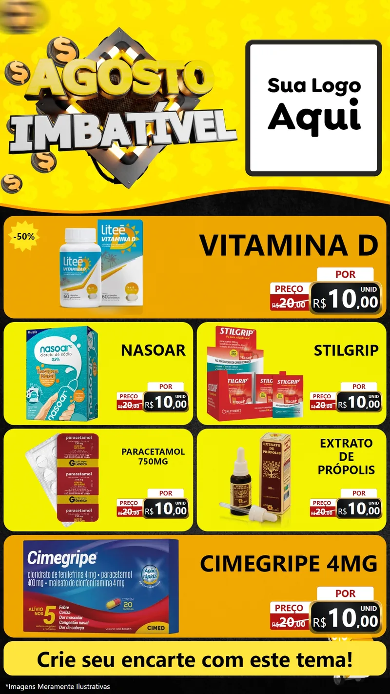 Modelo de TV para TV Vertical com o tema Agosto Imbatível para Farmácia