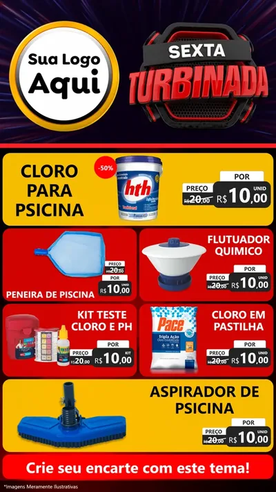 Modelo de TV para TV Vertical com o tema Sexta Turbinada para Produtos para Piscina
