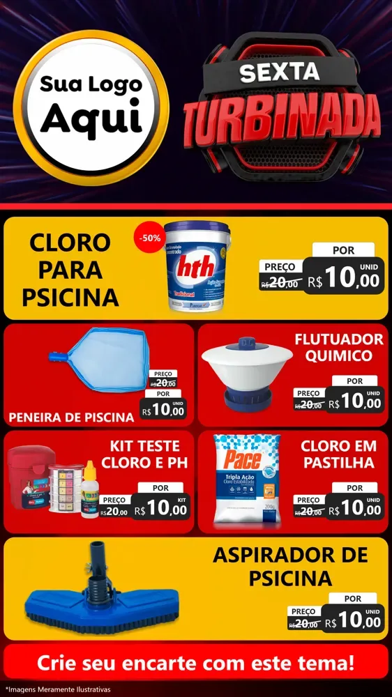 Modelo de TV para TV Vertical com o tema Sexta Turbinada para Produtos para Piscina