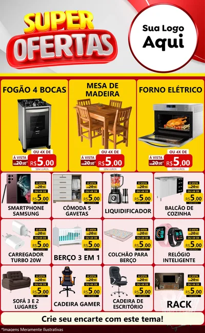 Modelo de Encarte para Encarte Grande com o tema Super Ofertas para Móveis e Eletro