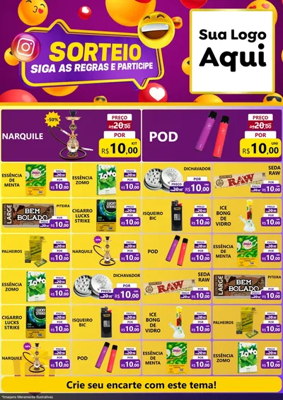 Modelo de Encarte para Encarte A4 Vertical com o tema Sorteio para Tabacaria