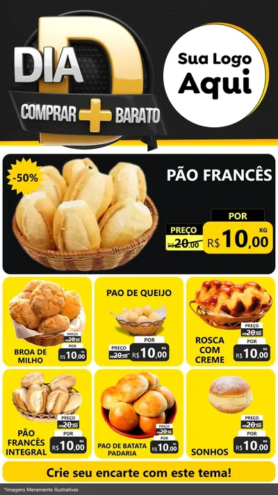 Modelo de Rede Social para Stories com o tema Dia D Mais Economia para Padaria
