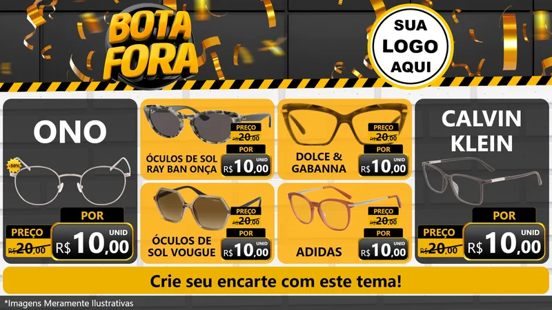 Modelo de TV para TV Horizontal com o tema Bota Fora para Óticas