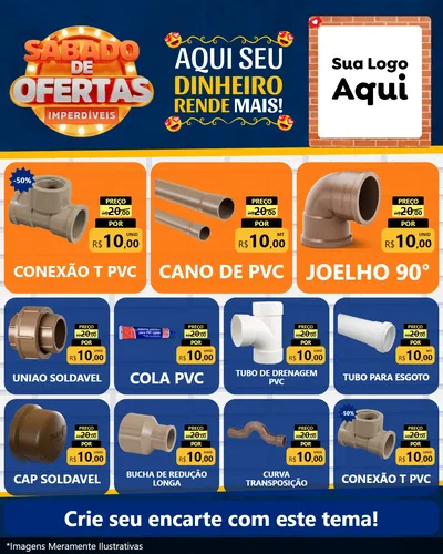 Modelo de Rede Social para Feed Instagram com o tema Sábado de Ofertas Imperdíveis para Tubos e conexões