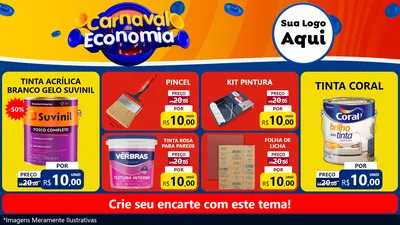 Modelo de TV para TV Horizontal com o tema Carnaval da Economia para Tintas e Ferramentas