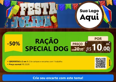 Modelo de Cartaz para Cartaz A4 Horizontal com o tema Festa Julina para Pet Shop