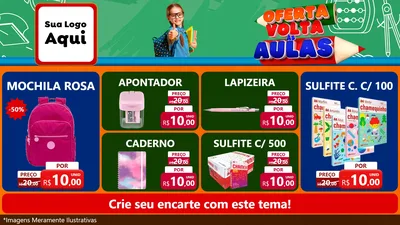 Modelo de TV para TV Horizontal com o tema Oferta Volta Às Aulas para Papelaria
