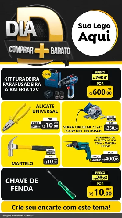 Modelo de TV para TV Vertical com o tema Dia D Mais Economia para Maquinas e Ferramentas
