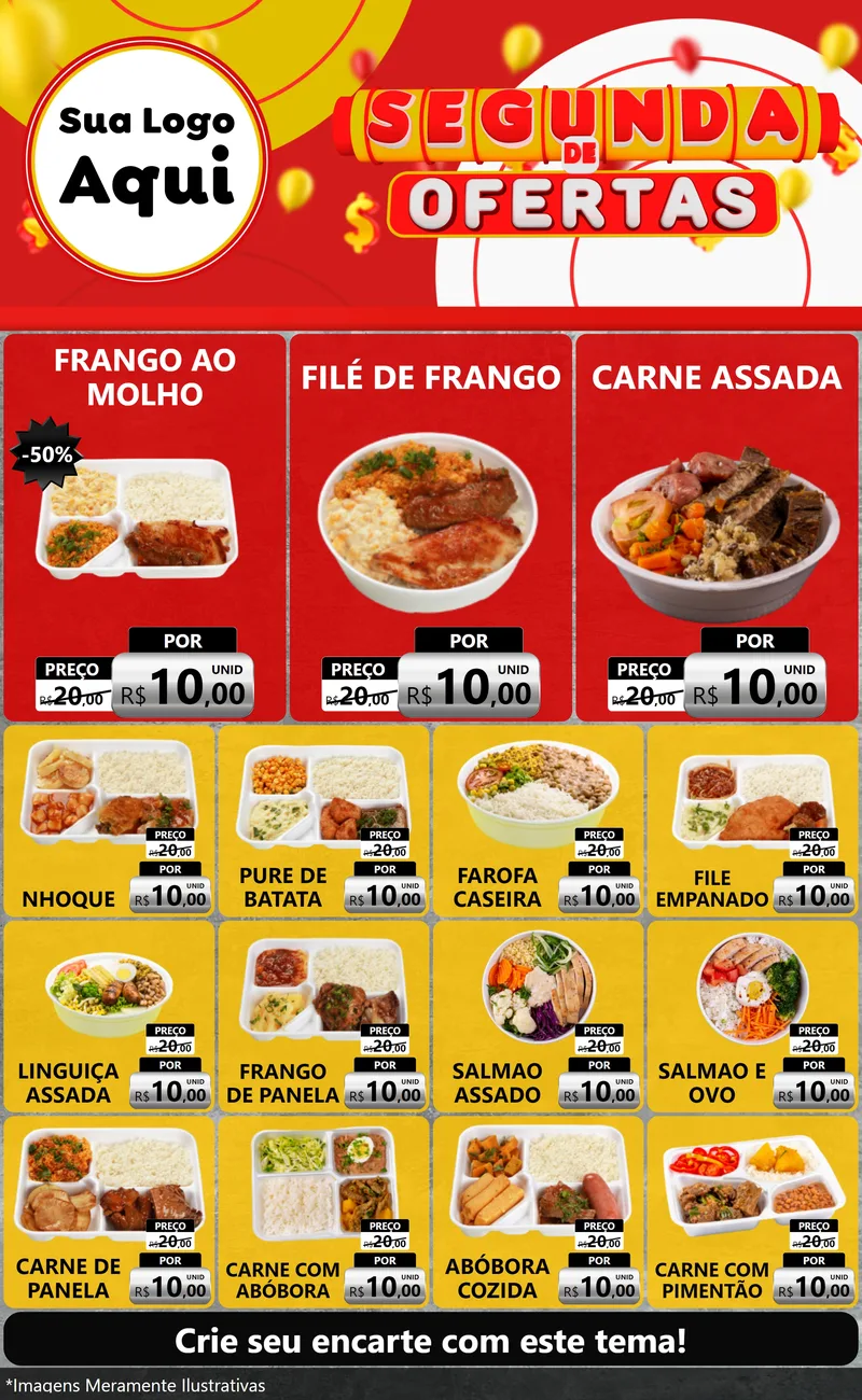 Modelo de Encarte para Encarte Grande com o tema Segunda de Ofertas para Restaurante