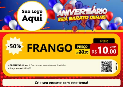 Modelo de Cartaz para Cartaz A4 Horizontal com o tema Aniversário para Assados