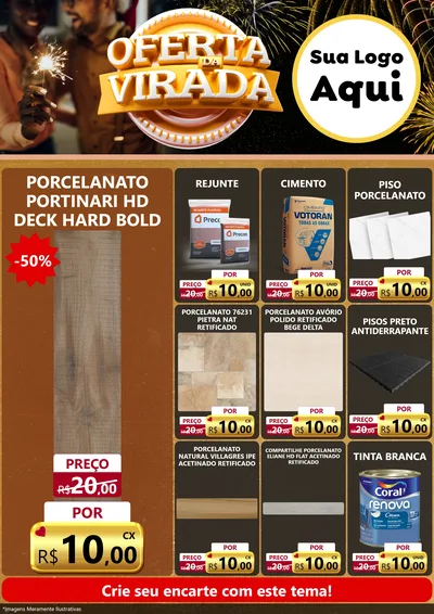 Modelo de Encarte para Encarte A4 Vertical com o tema Oferta da Virada para Pisos e revestimentos